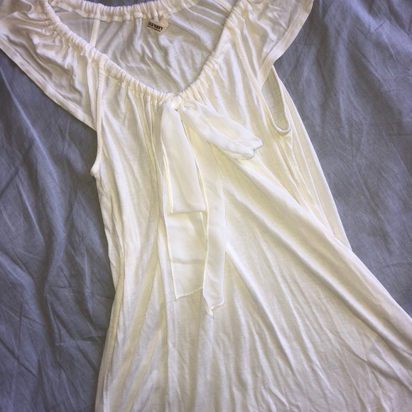 Ivory drawstring blouse w/bow - Picture 5 of 5